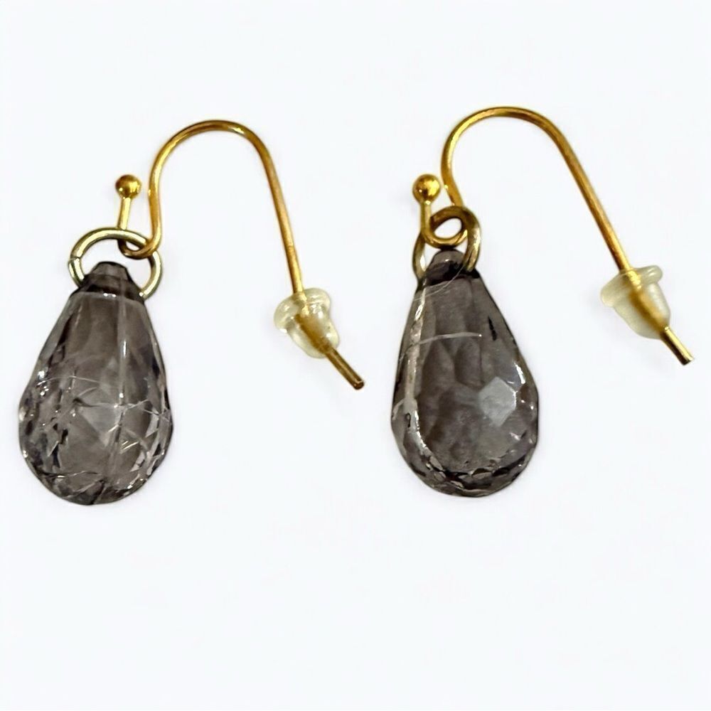 Faceted Teardrop Glass Earrings with Gold Tone Hooks – Lightweight & Elegant